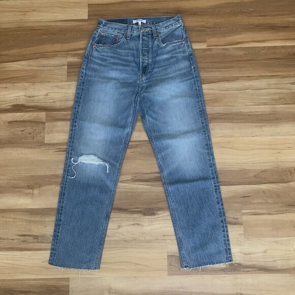 RE/DONE 70's Ultra High Rise Stove Pipe Jeans Blue Women’s 27 NWT Anthropologie - Picture 2 of 15